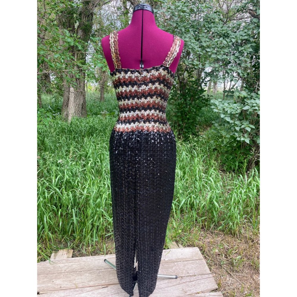 Vintage 1960s Knit Sequin Wiggle Evening Dress MOD - Picture 3 of 16